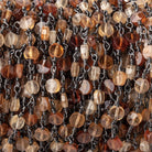 4mm Multi Color Hessonite Faceted Coins on Black Gold Plated Chain by the Foot 28 Beads - Beadsofcambay.com