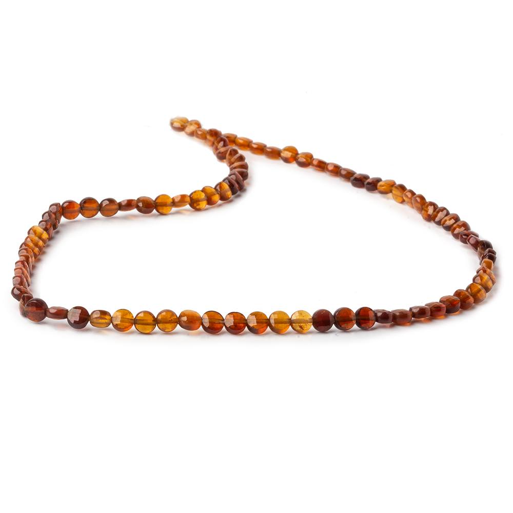 4mm Multi Color Hessonite Garnet checkerboard calibrated faceted coins 12.5 inch 85 beads AAA - Beadsofcambay.com