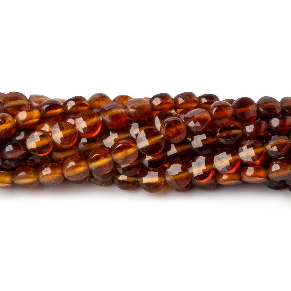 4mm Multi Color Hessonite Garnet checkerboard calibrated faceted coins 12.5 inch 85 beads AAA - Beadsofcambay.com
