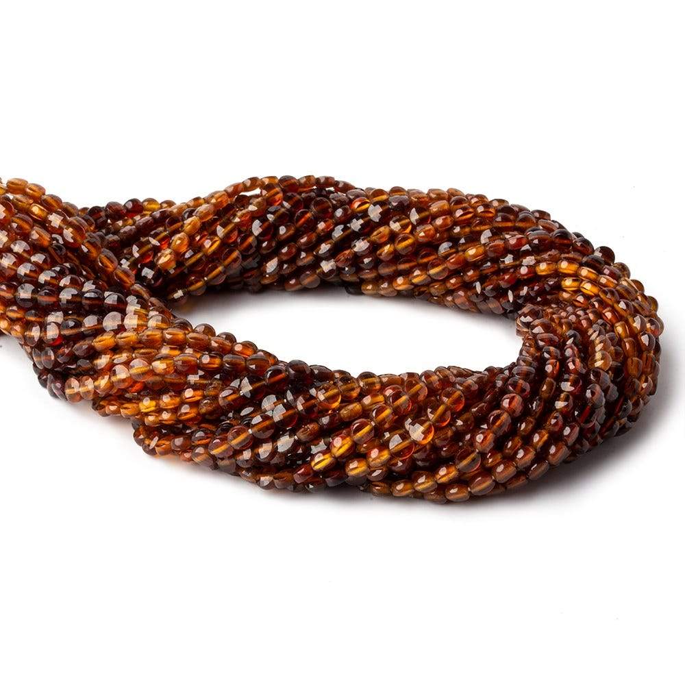 4mm Multi Color Hessonite Garnet checkerboard calibrated faceted coins 12.5 inch 85 beads AAA - Beadsofcambay.com
