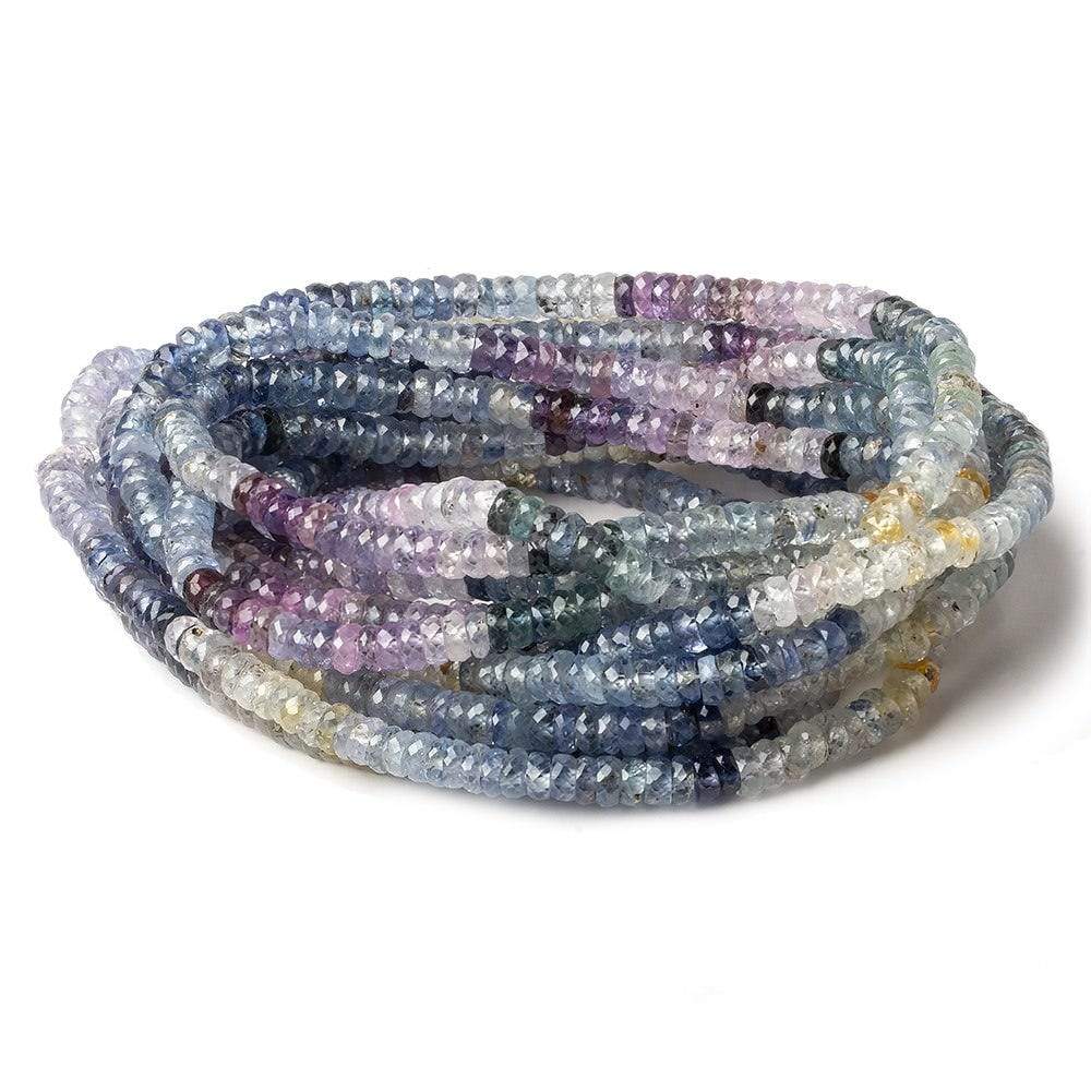 4mm Multi Color Sapphire faceted rondelle beads 15 inch 205 pieces AAA - Beadsofcambay.com