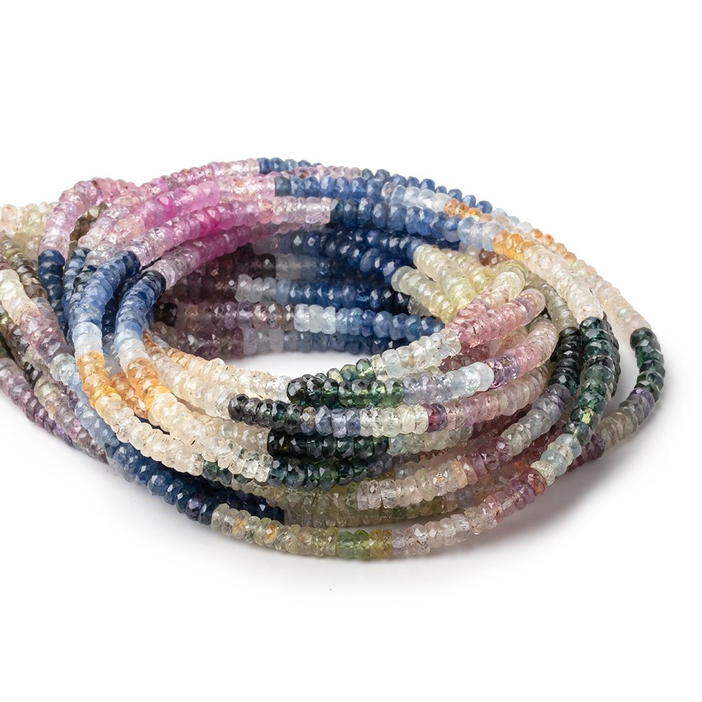 4mm Multi Color Sapphire Faceted Rondelle Beads 16 inch 218 pieces A - Beadsofcambay.com