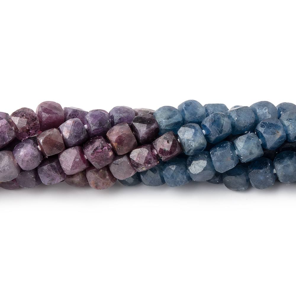 4mm Multi Color Sapphire Micro Faceted Cube Beads 12 inch 70 pieces - Beadsofcambay.com