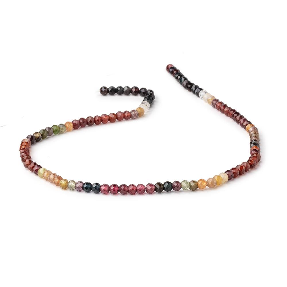 4mm Multi Color Spinel Micro Faceted Rondelle Beads 12.5 inch 98 pieces - Beadsofcambay.com
