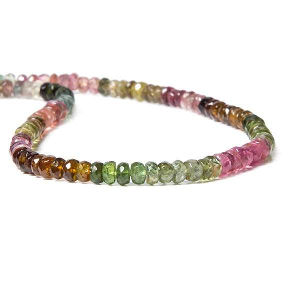 4mm Multi Color Tourmaline Beads Faceted Rondelle 160 pcs - Beadsofcambay.com