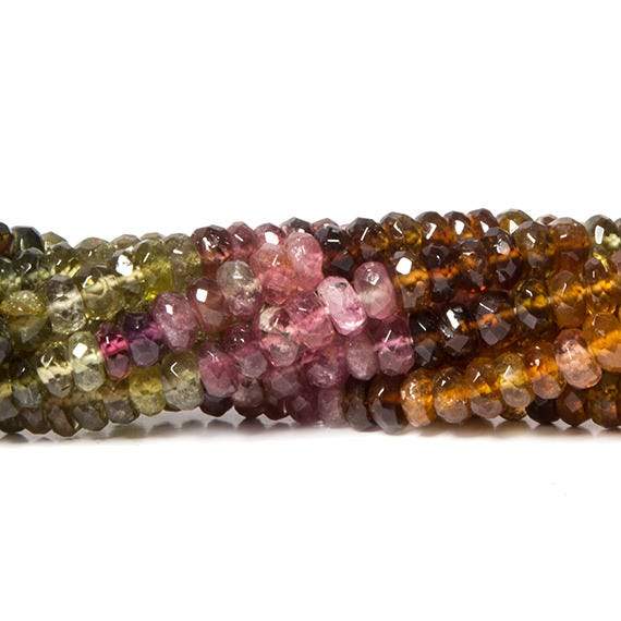 4mm Multi Color Tourmaline Beads Faceted Rondelle 160 pcs - Beadsofcambay.com