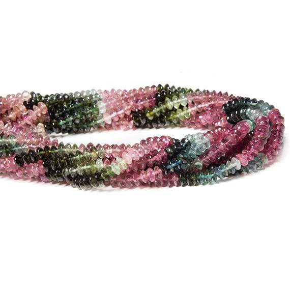 4mm Multi Color Tourmaline Beads Plain Disc Rondelle - Beadsofcambay.com