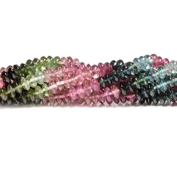 4mm Multi Color Tourmaline Beads Plain Disc Rondelle - Beadsofcambay.com