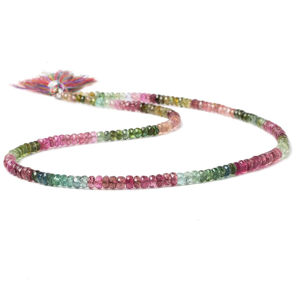 4mm Multi Color Tourmaline faceted rondelle beads 17 inch 184 pieces - Beadsofcambay.com