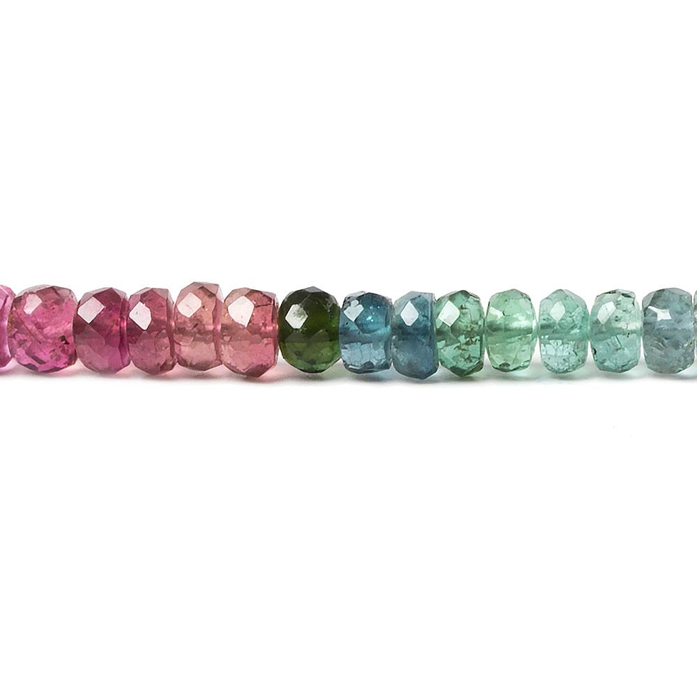 4mm Multi Color Tourmaline faceted rondelle beads 17 inch 184 pieces - Beadsofcambay.com