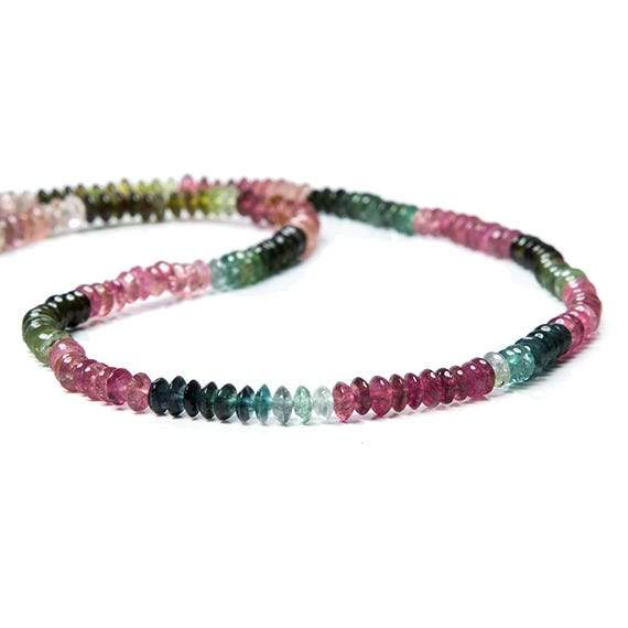 4mm Multi Color Tourmaline Plain Rondelle - Beadsofcambay.com