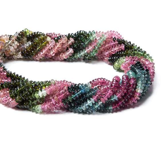 4mm Multi Color Tourmaline Plain Rondelle - Beadsofcambay.com