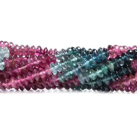 4mm Multi Color Tourmaline Plain Rondelle - Beadsofcambay.com