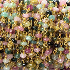 4mm Multi Color Tourmaline plain rondelle Vermeil Chain by the foot 38 pieces - Beadsofcambay.com