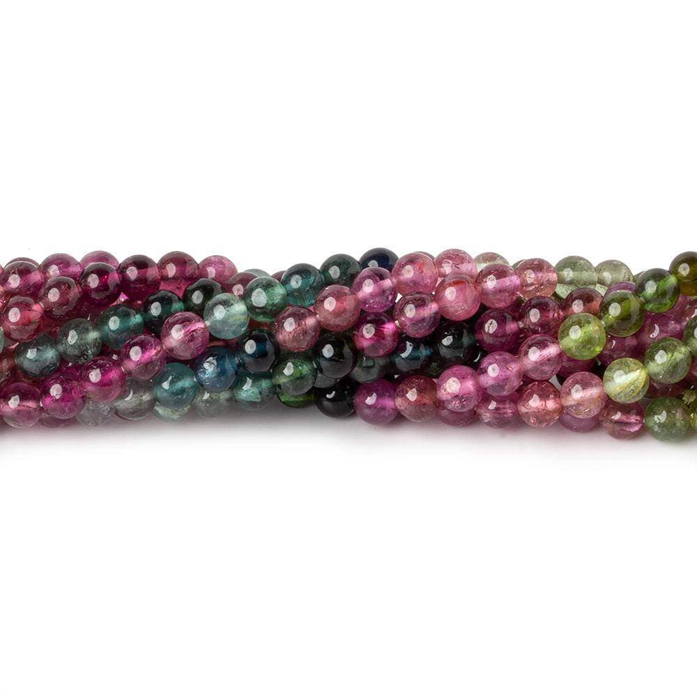 4mm Multi Color Tourmaline Plain Round Beads 16 inch 105 pcs AA - Beadsofcambay.com