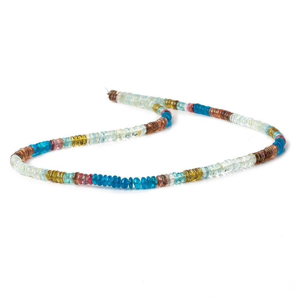 4mm Multi Gemstone Plain Rondelle Beads 18 inch 250 pieces - Beadsofcambay.com