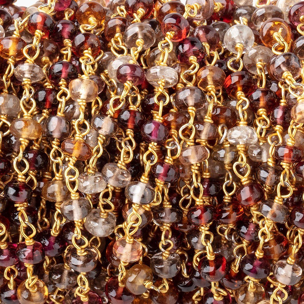 4mm Multi Gemstone Plain Rondelle Beads on Vermeil Chain - Beadsofcambay.com