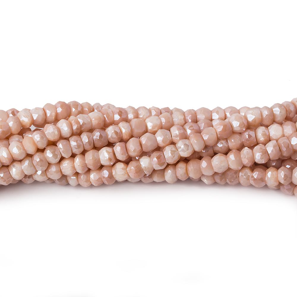 4mm Mystic Angel Skin Peach Moonstone faceted rondelles 16 inch 135 beads - Beadsofcambay.com