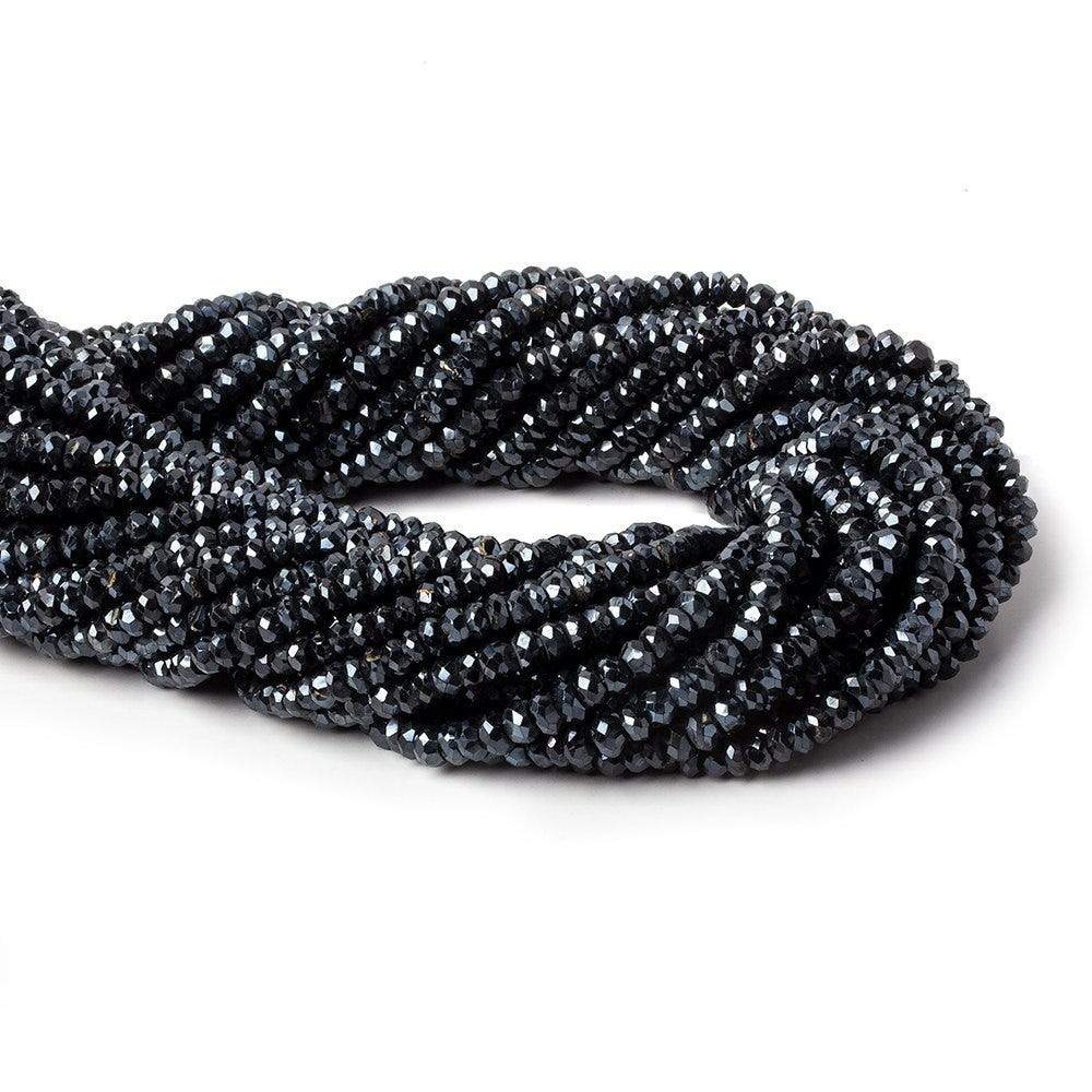 4mm Mystic Black Spinel Faceted Rondelle Beads 14 inch 120 pieces - Beadsofcambay.com