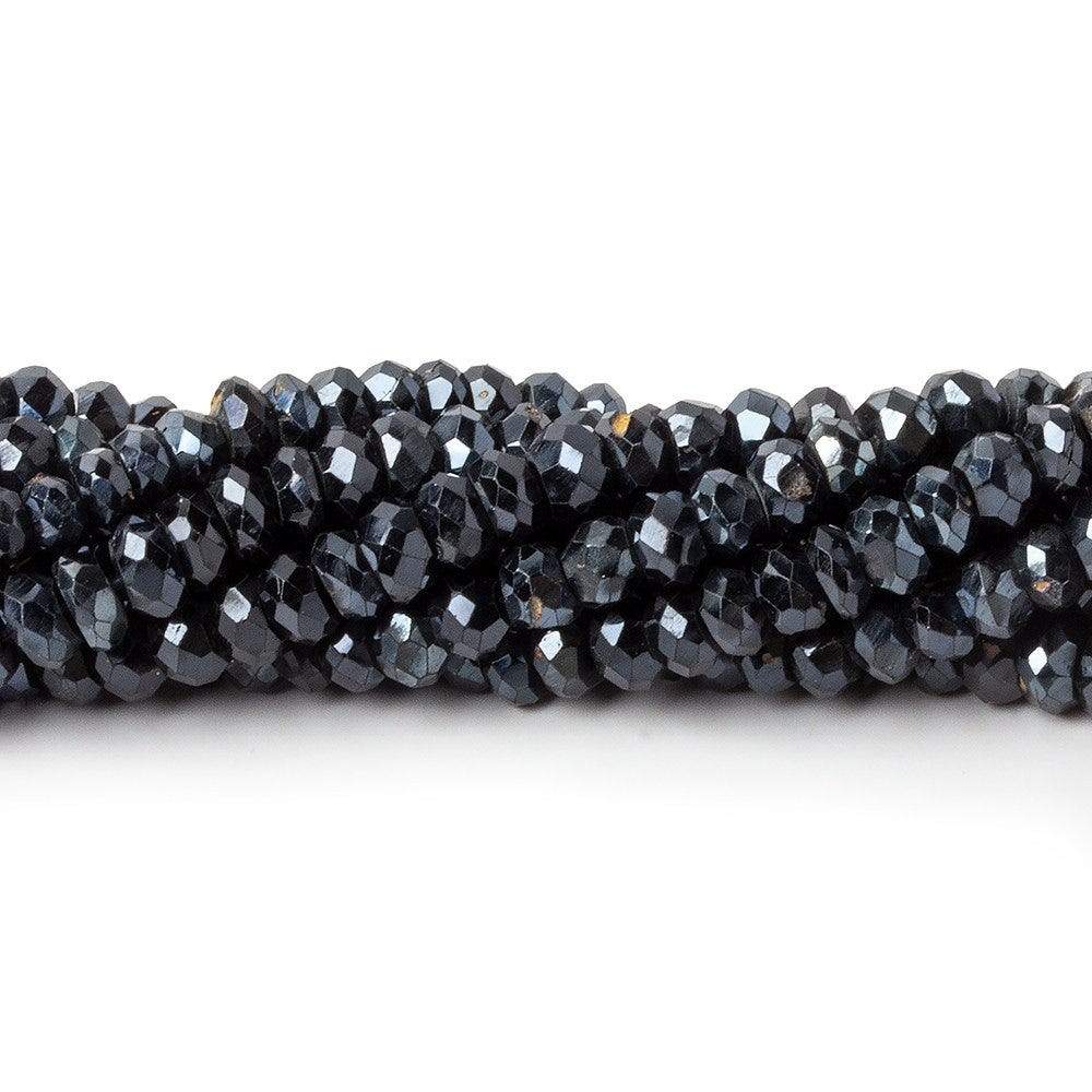 4mm Mystic Black Spinel Faceted Rondelle Beads 14 inch 120 pieces - Beadsofcambay.com