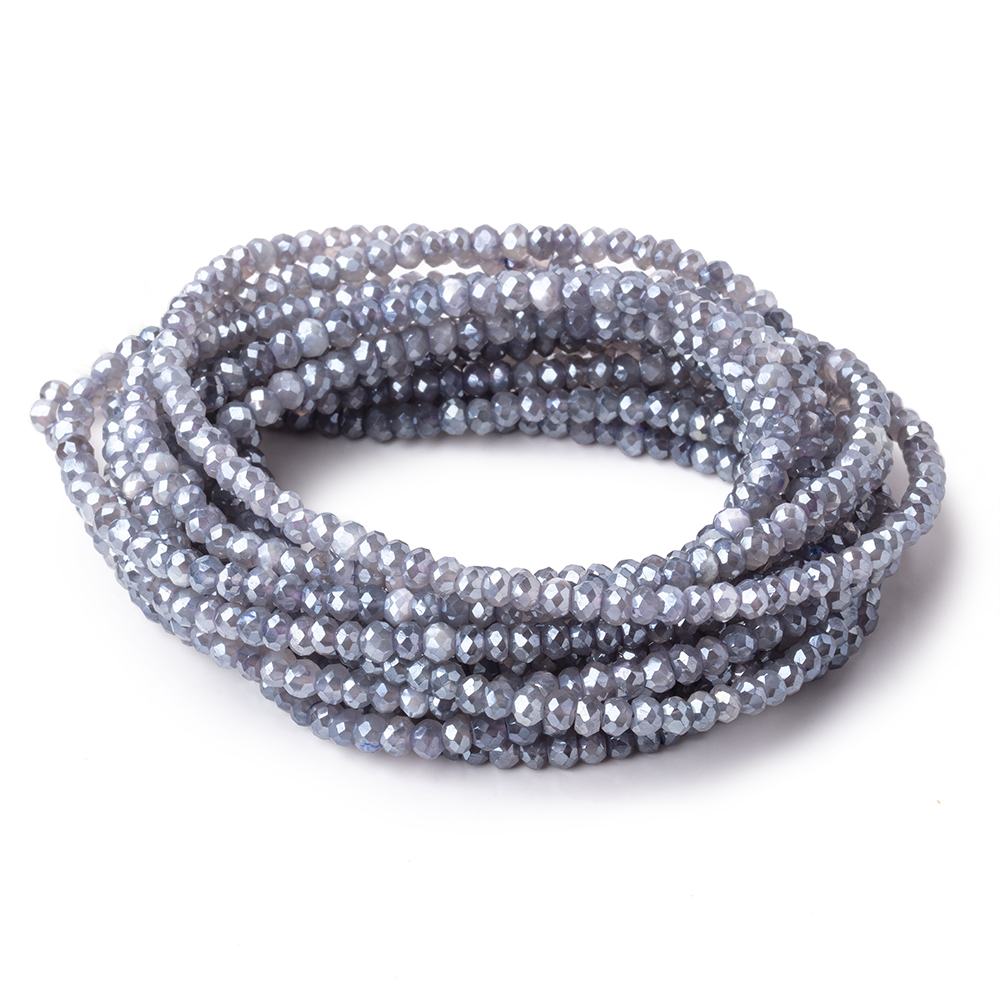 4mm Mystic Grey Moonstone Faceted Rondelle Beads 16 inch 133 pieces - Beadsofcambay.com