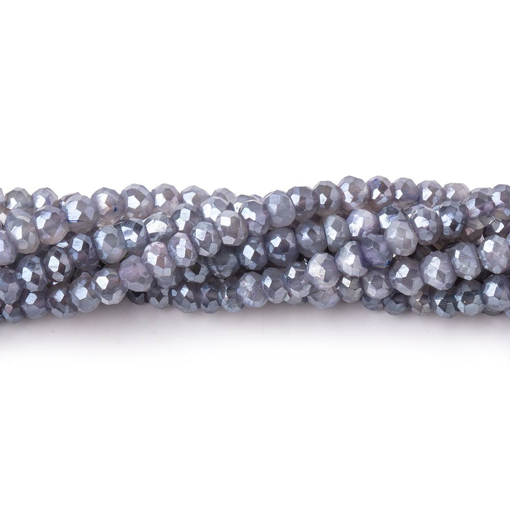 4mm Mystic Grey Moonstone Faceted Rondelle Beads 16 inch 133 pieces - Beadsofcambay.com