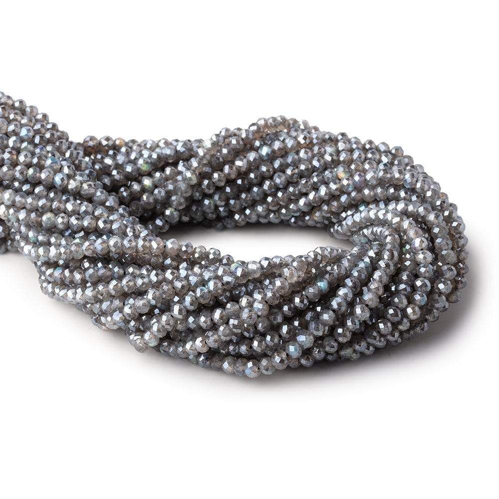 4mm Mystic Labradorite Micro Faceted Rondelle Beads 13 inch 90 pieces AAA - Beadsofcambay.com