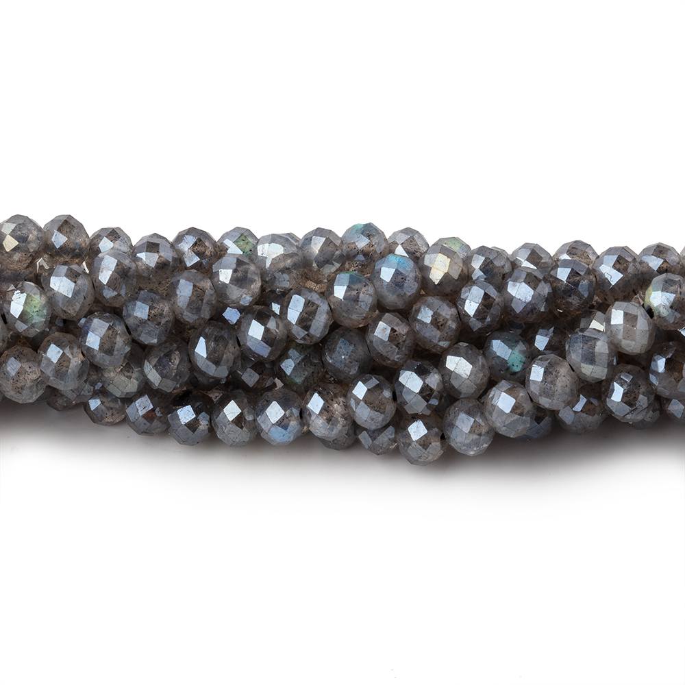 4mm Mystic Labradorite Micro Faceted Rondelle Beads 13 inch 90 pieces AAA - Beadsofcambay.com