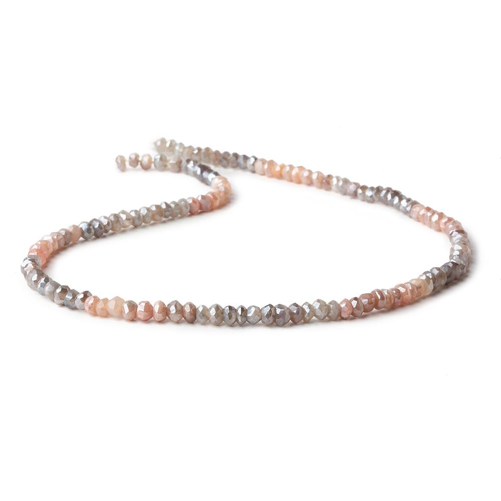 4mm Mystic Peach & Grey Moonstone faceted rondelle beads 13 inch 119 pieces - Beadsofcambay.com