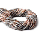 4mm Mystic Peach & Grey Moonstone faceted rondelle beads 13 inch 119 pieces - Beadsofcambay.com