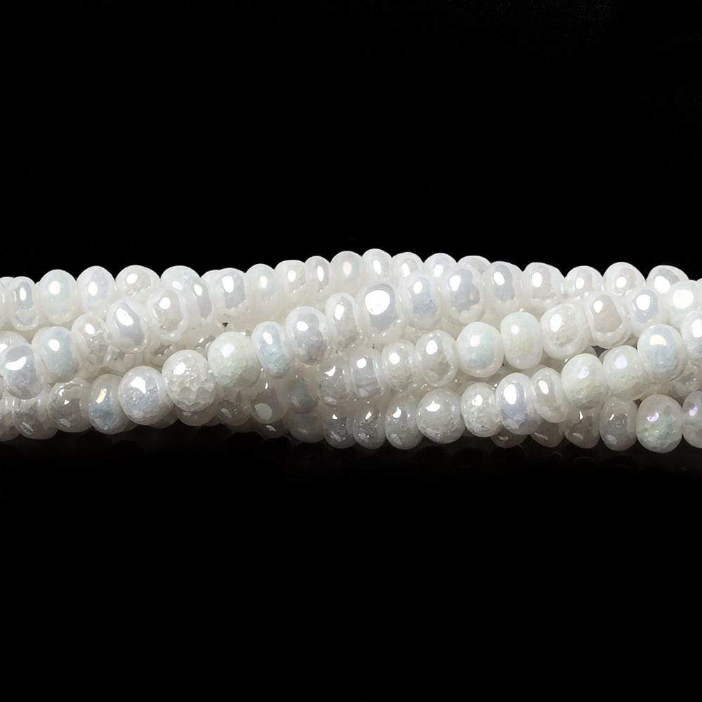 4mm Mystic Pearly White Quartz plain rondelle beads 15 inch 129 pieces - Beadsofcambay.com