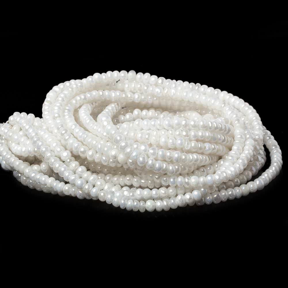 4mm Mystic Pearly White Quartz plain rondelle beads 15 inch 129 pieces - Beadsofcambay.com