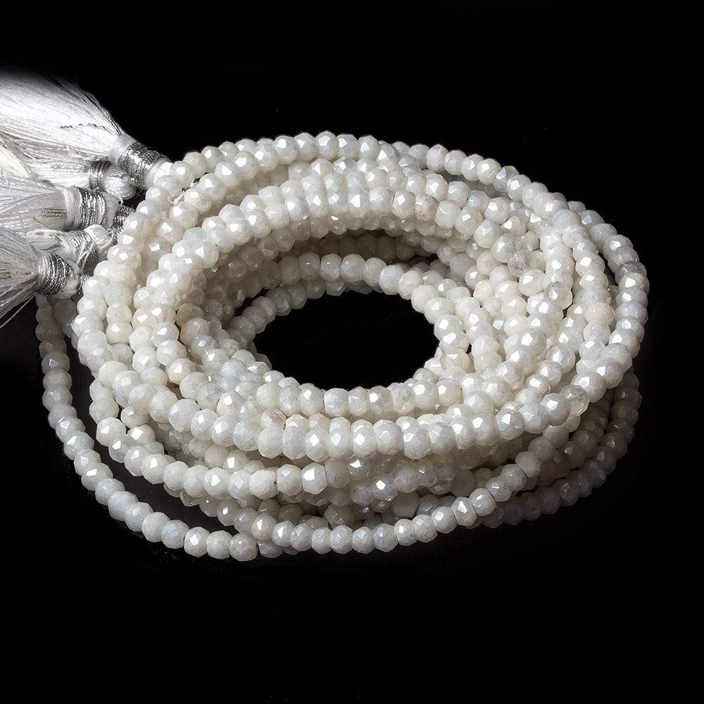 4mm Mystic White Quartz faceted rondelle beads 13 inch 100 pieces - Beadsofcambay.com