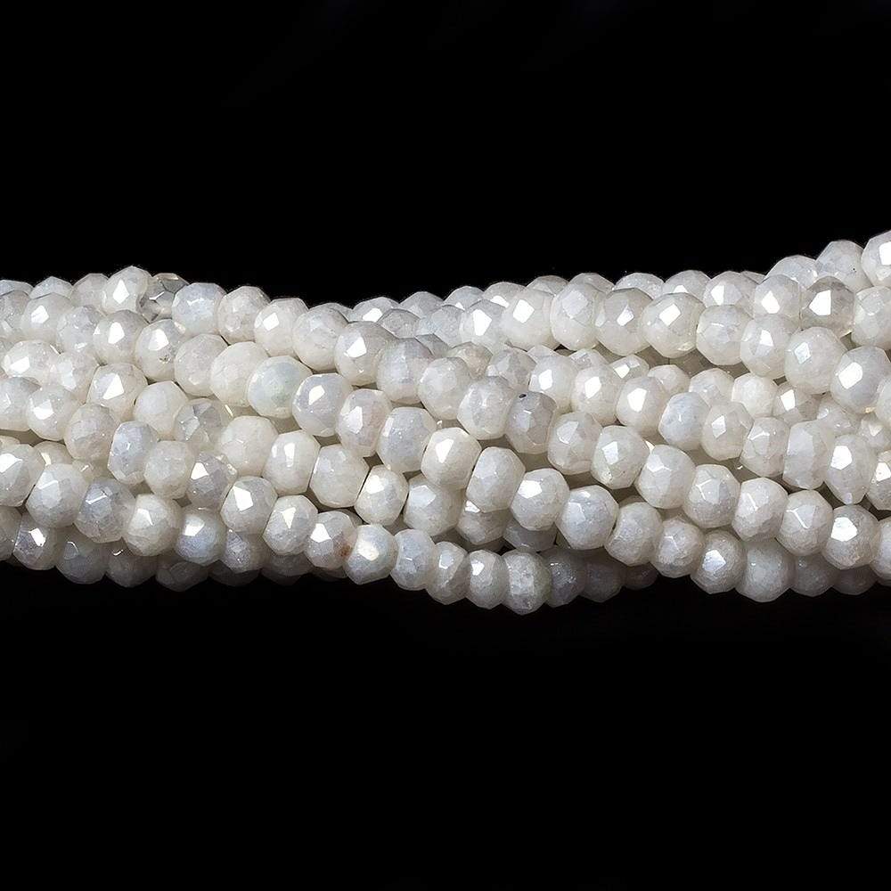 4mm Mystic White Quartz faceted rondelle beads 13 inch 100 pieces - Beadsofcambay.com