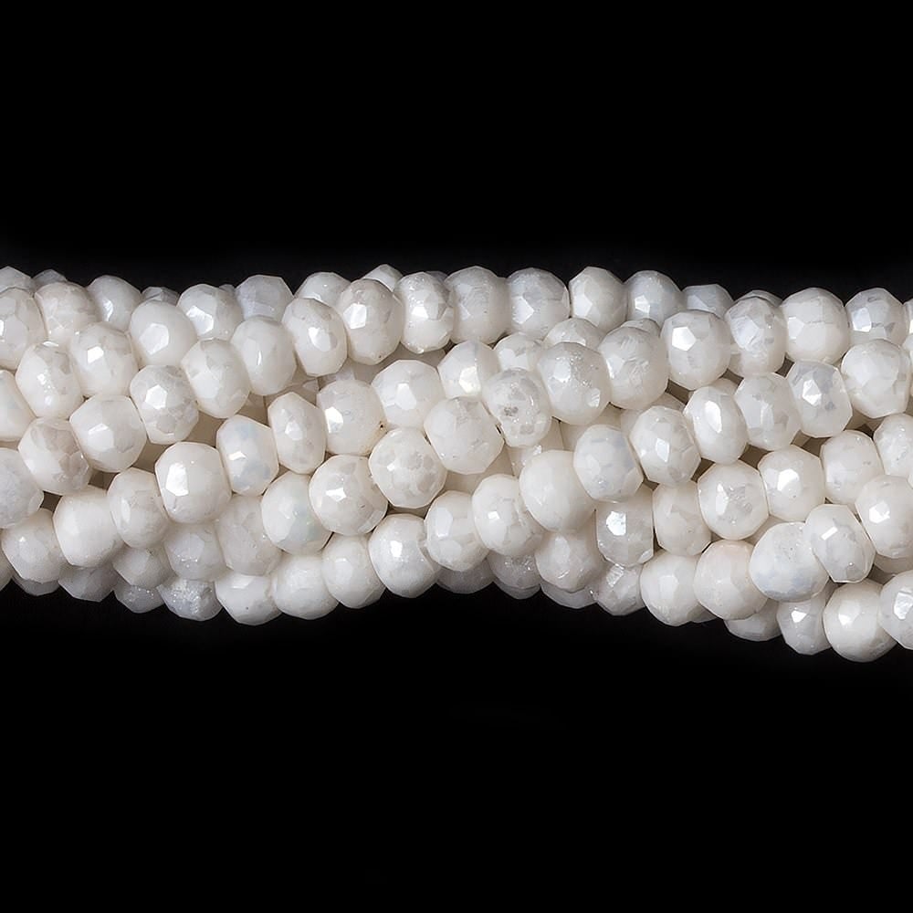 4mm Mystic White Quartz faceted rondelle beads 13 inch 122 pieces - Beadsofcambay.com