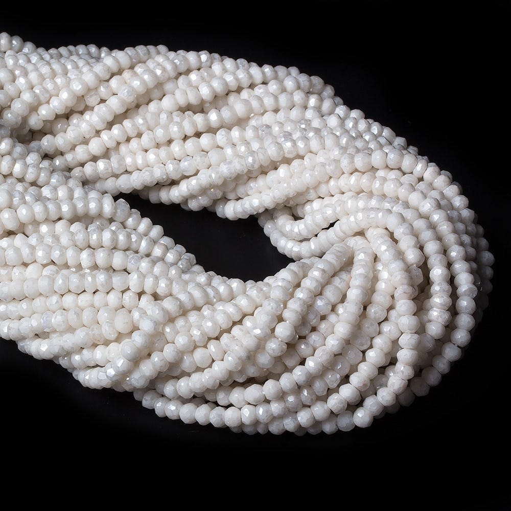 4mm Mystic White Quartz faceted rondelle beads 13 inch 122 pieces - Beadsofcambay.com
