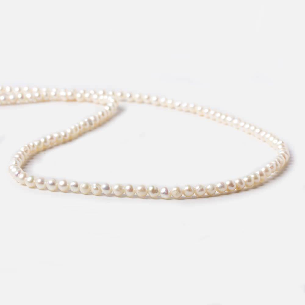 4mm Off White side drilled Baroque Freshwater Pearls 16 inch 122 pieces - Beadsofcambay.com