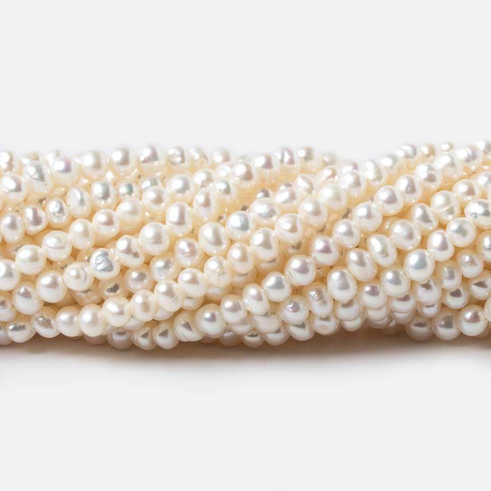 4mm Off White side drilled Baroque Freshwater Pearls 16 inch 122 pieces - Beadsofcambay.com