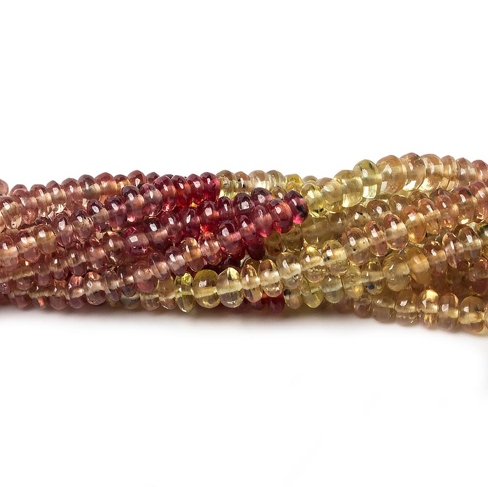 4mm Orange and Yellow Sapphire Plain Rondelle Beads 18 inch 200 pieces - Beadsofcambay.com