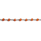 4mm Orange Chalcedony faceted rondelle Black Gold Chain by the foot 34 pieces - Beadsofcambay.com