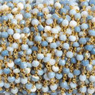 4mm Owyhee Denim Blue Opal faceted rondelle Gold Chain by the foot 34 pieces - Beadsofcambay.com
