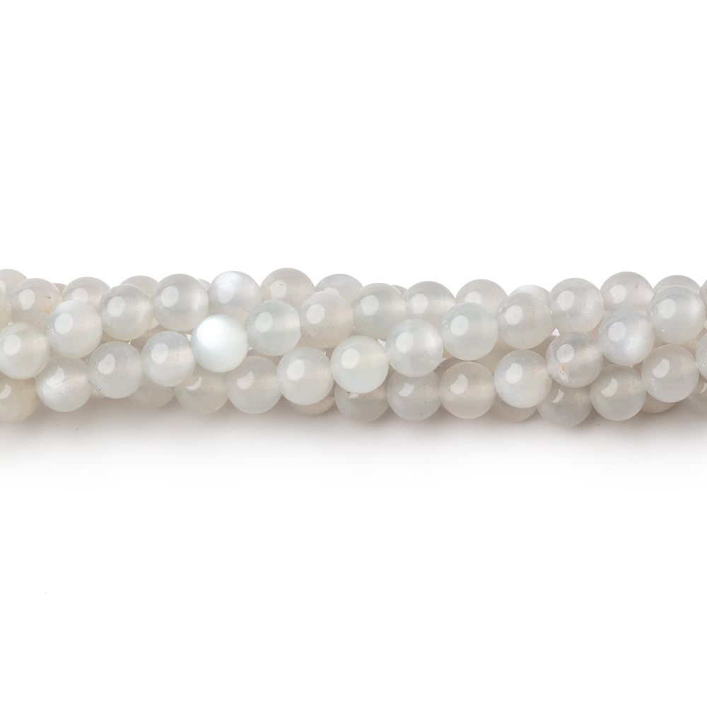 4mm Pale Grey Moonstone Plain Rounds 16 inch 100 Beads - Beadsofcambay.com