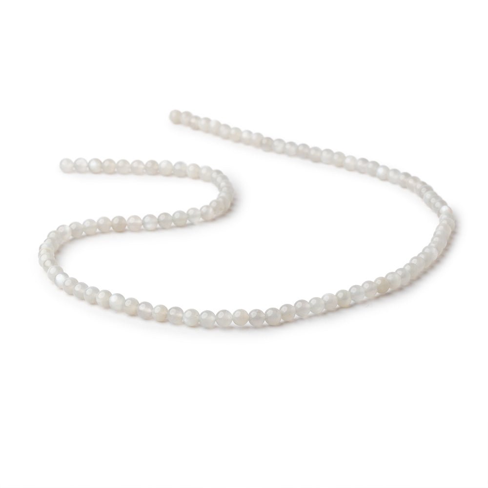 4mm Pale Grey Moonstone Plain Rounds 16 inch 100 Beads - Beadsofcambay.com
