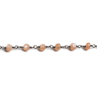 4mm Peach Moonstone faceted rondelle Black Gold Chain by the foot 34 pieces - Beadsofcambay.com