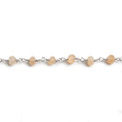 4mm Peach Moonstone faceted rondelle Silver Chain by the foot 34 pieces - Beadsofcambay.com