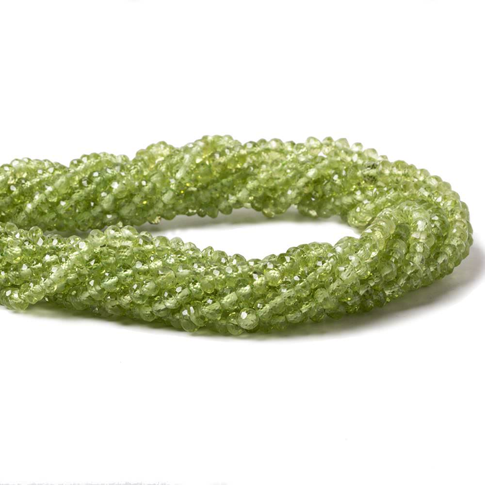 4mm Peridot Faceted Rondelle 14 inch 150 pieces - Beadsofcambay.com