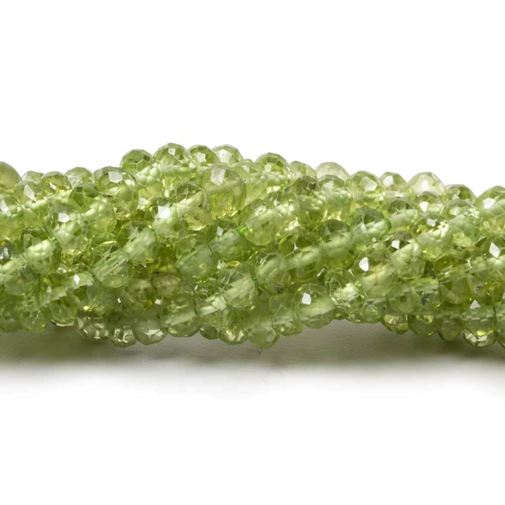 4mm Peridot Faceted Rondelle 14 inch 150 pieces - Beadsofcambay.com
