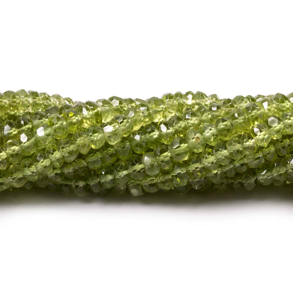 4mm Peridot Faceted Rondelle Beads 13 inch 120 pieces - Beadsofcambay.com