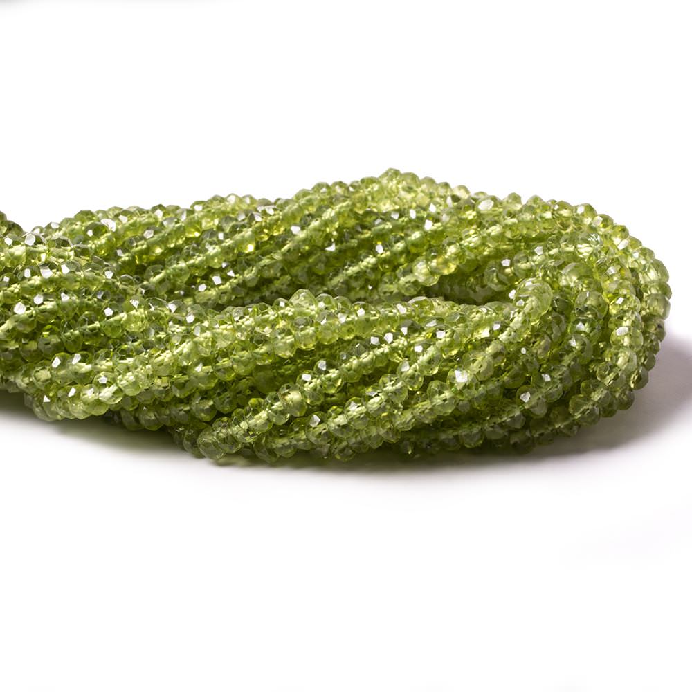 4mm Peridot Faceted Rondelle Beads 13 inch 120 pieces - Beadsofcambay.com
