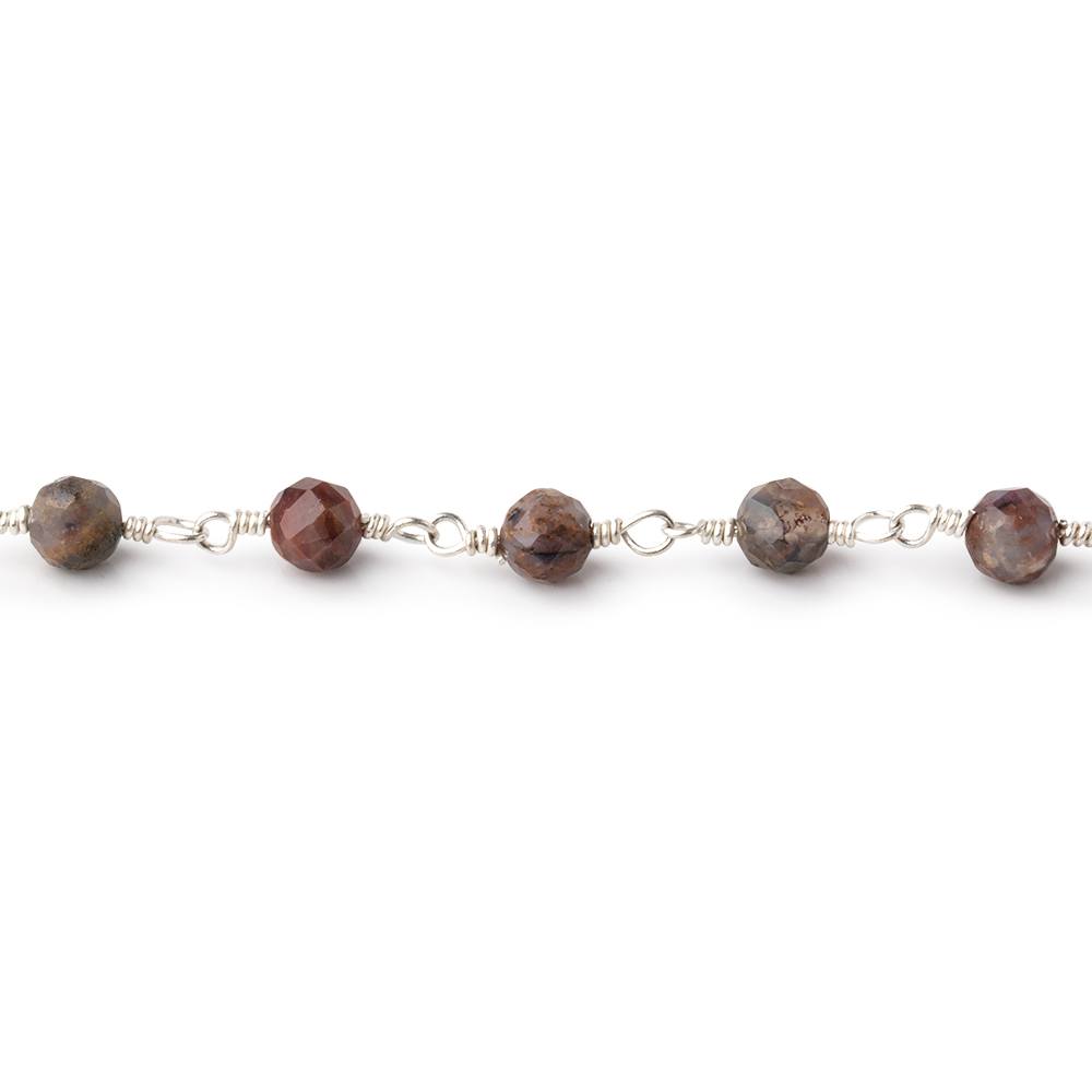 4mm Pietersite Micro Faceted Rounds on Silver Plated Chain - Beadsofcambay.com